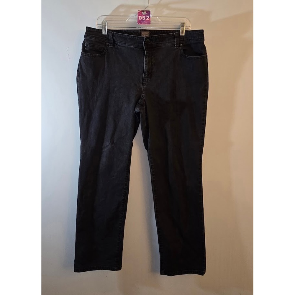 Additions by Chico's Womens Jeans Black Straight Leg Denim Size 2.5 (14) Short